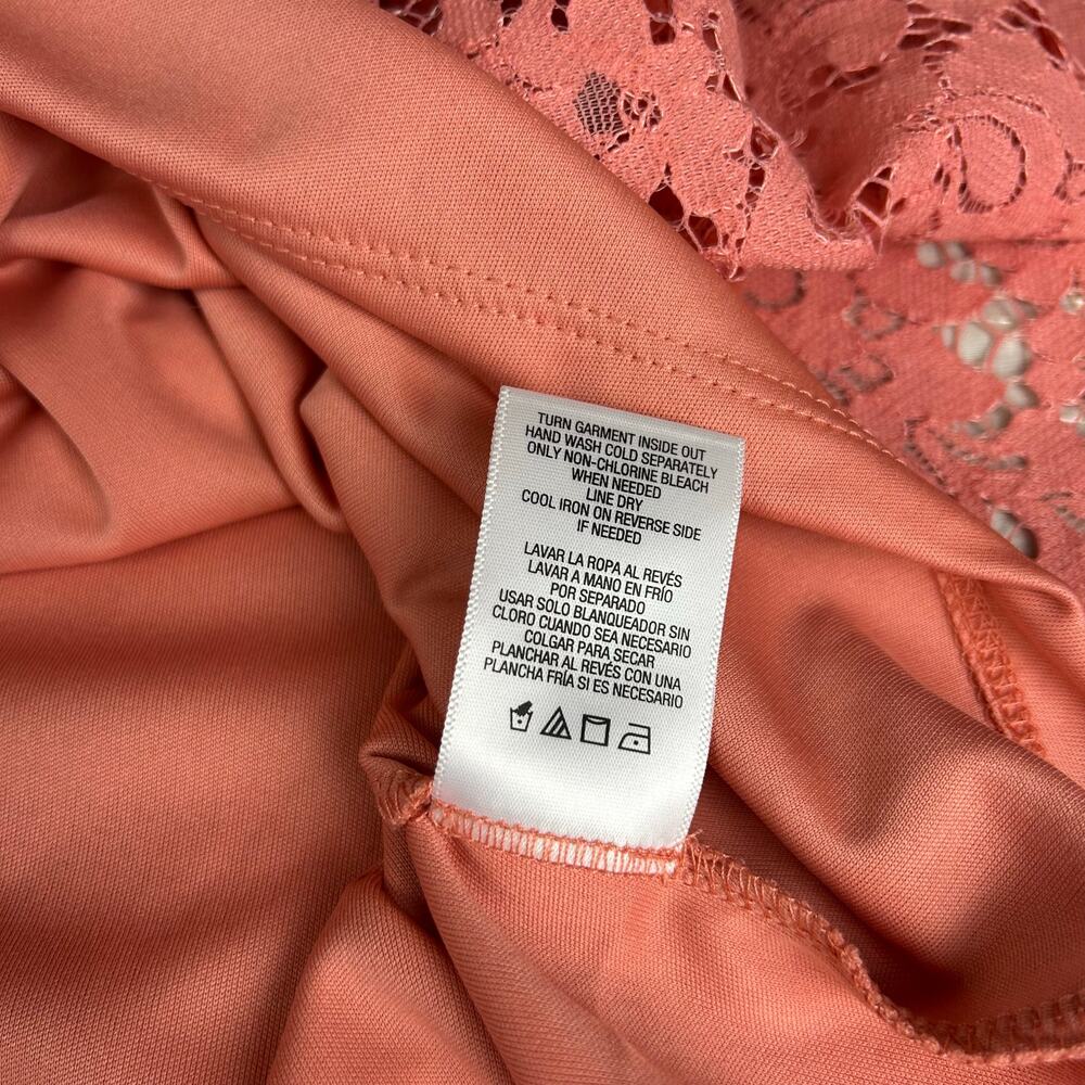 Simply Emma Lace Overlay Top Women Size 3X Salmon Pink Tank Lined Poncho Blouse - Picture 12 of 12